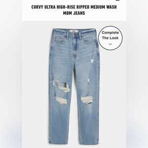 Hollister Curvy High Rise Distressed Mom Jeans